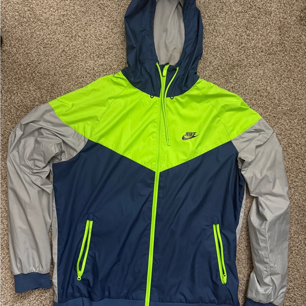 Nike Neon Green and Navy Windbreaker